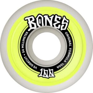 Bones Wheels OG Forumla Sidecuts 100 S Skateboard Wheels, 54mm, 100A, V5 Sidecut