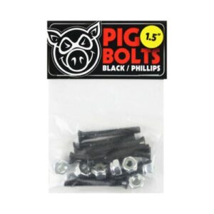 Pig Skateboard Mounting Hardware Phillips Black 1.5"