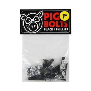 Pig Skateboard Mounting Hardware Phillips Black 1"