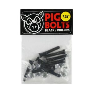 Pig Skateboard Mounting Hardware Phillips Black 1.25"