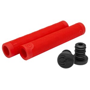 Cinema Focus BMX Grips w/ Bar Ends - Flangeless - Red