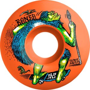 Bones Wheels Neonderthal 100a Skateboard Wheels, 52mm, V4 Wide, Orange